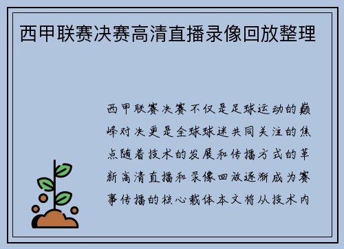 西甲联赛决赛高清直播录像回放整理
